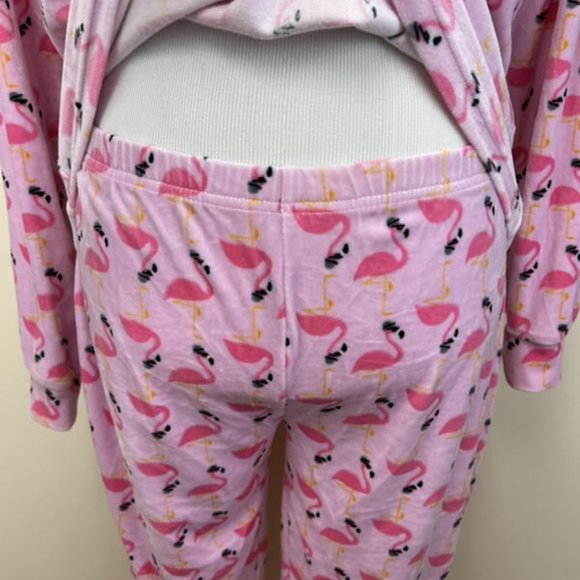 Frankie & Johnny S Pink Flamingo Velour Pajama Set Soft Shirt Jogger Pants - Picture 4 of 8